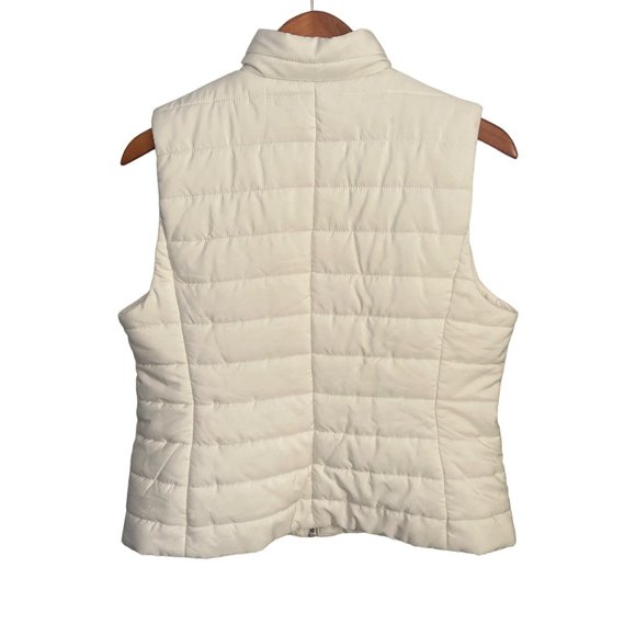 Loft Outlet Women's Ivory Puffer Vest Zip Up Front Zip Pockets Size Medium - Picture 5 of 10